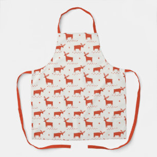 Tablier Rennes de Noël. Motif d'animaux des bois rouges