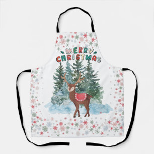 Tablier Rennes de Noël rouges et vertes