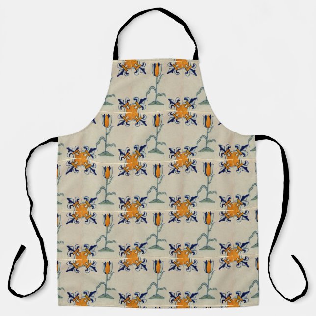 Tablier Repro Tulipe jaune traditionnelle Delft Tile (Recto)