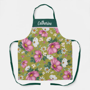 Tablier Ressort aquarelle florale Apron personnalisé
