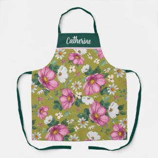 Tablier Ressort aquarelle florale Apron personnalisé