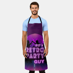 Tablier Retro 80 s Disco Dance Party Neon Purple Funky