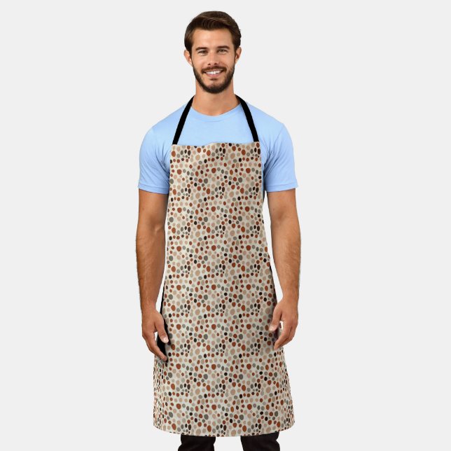 Tablier Retro Brown Dot Pattern All-Over Print Apron (Porté)
