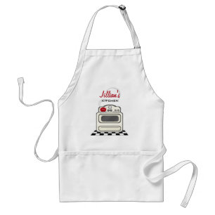 Tablier Rétro fourneau/cuisine rouge moderne personnalis