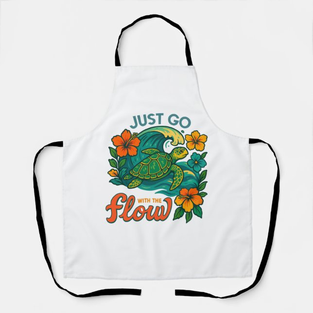 Tablier Retro Funny Turtle Shell Oui C'Est L'Été (Recto)
