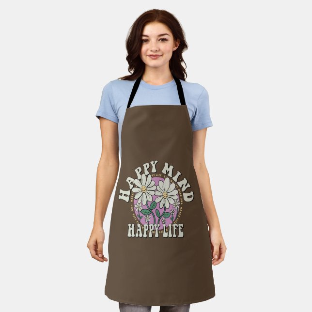 Tablier Retro Happy Mind Happy Life (Porté)