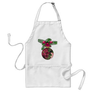 Tablier Retro les années 50 Poinsettia Ornement Bourgogne