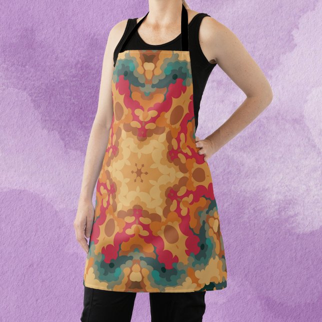 Tablier Rétro Mandala rouge jaune et bleu (Créateur téléchargé)