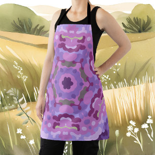 Tablier Rétro Mandala violet rose et bleu