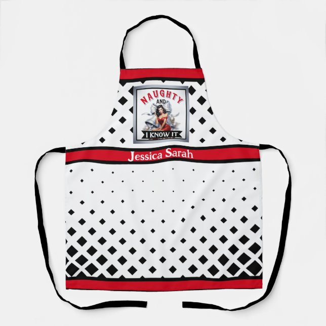 Tablier Retro Naughty et je le sais Pinup de Noël (Recto)