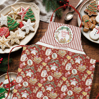 Tablier Retro Santa Traîneau Noël Biscuits de Noël Grand-m