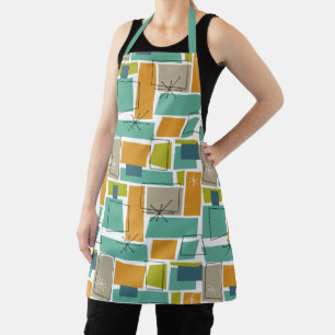 Tablier Retro Turquoise Orange Vert Carré milieu du siècle