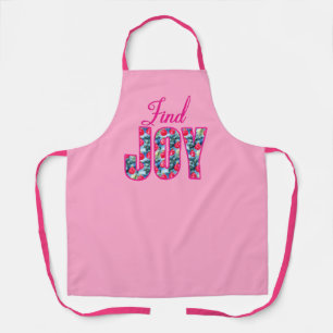 Tablier Retrouvez JOY Word Art en rose Fuchsia et vert Tur