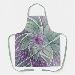 Tablier Rêve de fleurs, Abstrait violet vert Fractal Art