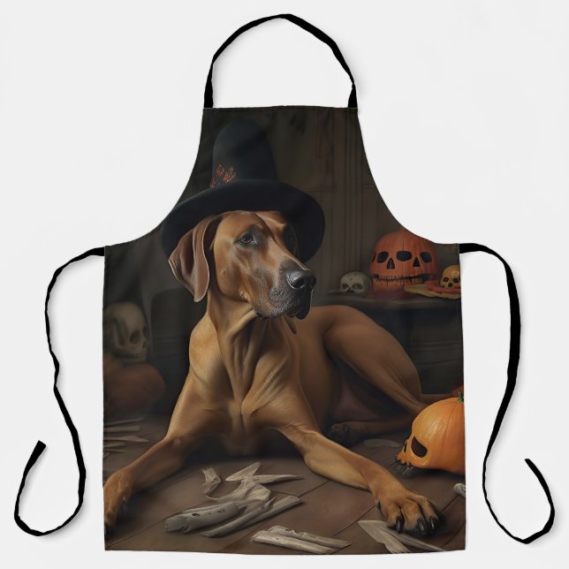 Tablier Rhodesian Ridgeback Citrouilles Halloween effrayan (Recto)