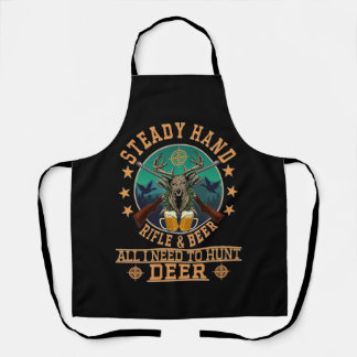 TABLIER RIFFLE À LA MAIN ET BIÈRE
