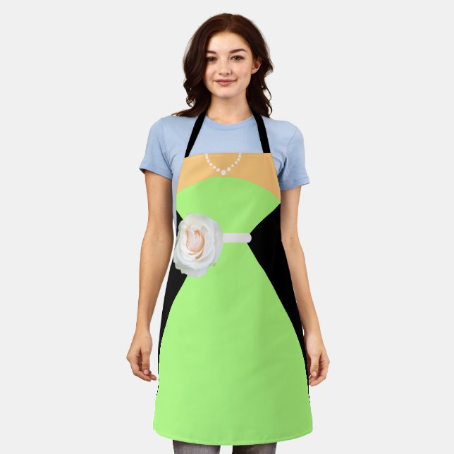 Tablier Robe de demoiselle d'honneur vert sauge avec une f (Porté)