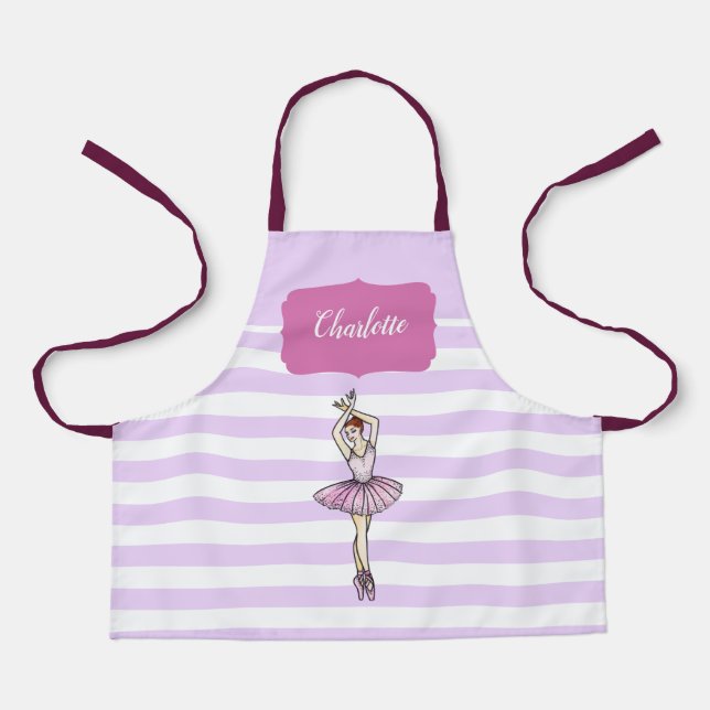 Tablier Robe rose Ballerina Violet Grandes Blancs Motif (Recto)