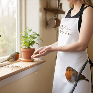 Tablier Robin Bird sur Branche Cuisine personnalisée tabli