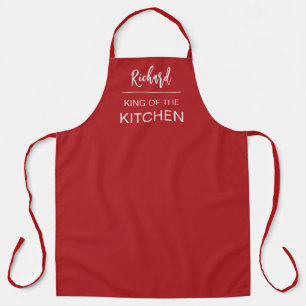 Tablier Roi moderne du nom de la cuisine. Rouge royal