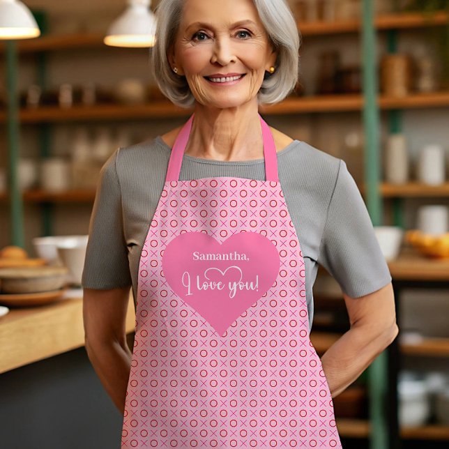 Tablier Romantic Classic Love Hearts Pattern Personalized (Romantic Classic Love Hearts Pattern Personalized Apron)