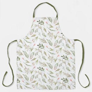 Tablier Romantic Cute, fleurs de prairie roses et feuilles