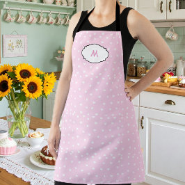 Tablier Romantic Pink Heart Apron with Initial