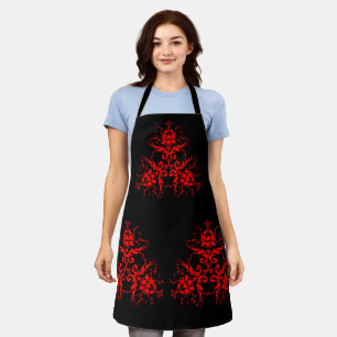 Tablier Romantique, élégant Vintage Damas rouge