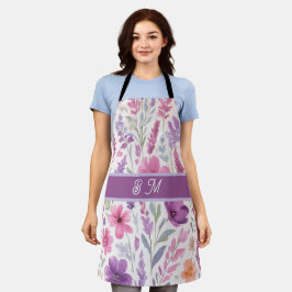 Tablier Romantique lila rose pastel Botanique prés de prin