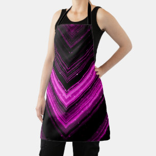Tablier Rondelle noir magenta rose brillant métallique