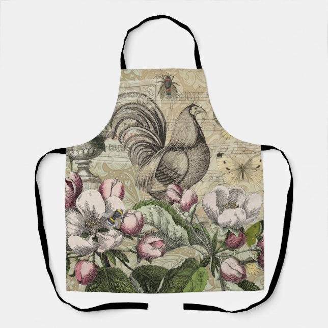 Tablier Rooster Garden Flower Papillon Art (Recto)