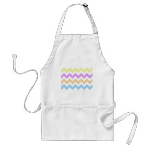 Tablier rose, bleu, jaune pastel couleur zigzag bandes