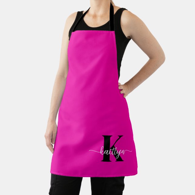 Tablier Rose Chaude Monogramme Noir (Insitu)
