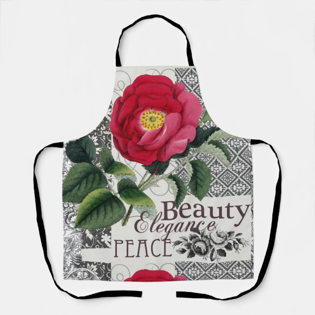 Tablier Rose Damask Joli Floral Antique (Recto)
