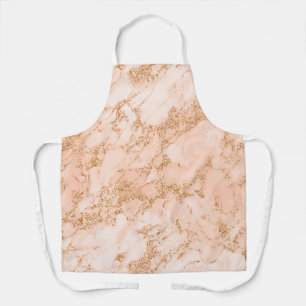 Tablier Rose en marbre parties scintillant d'or abstrait