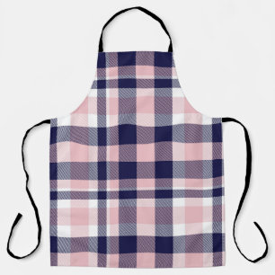 Tablier Rose et marine Plaid, à damiers, tartan sans soudu