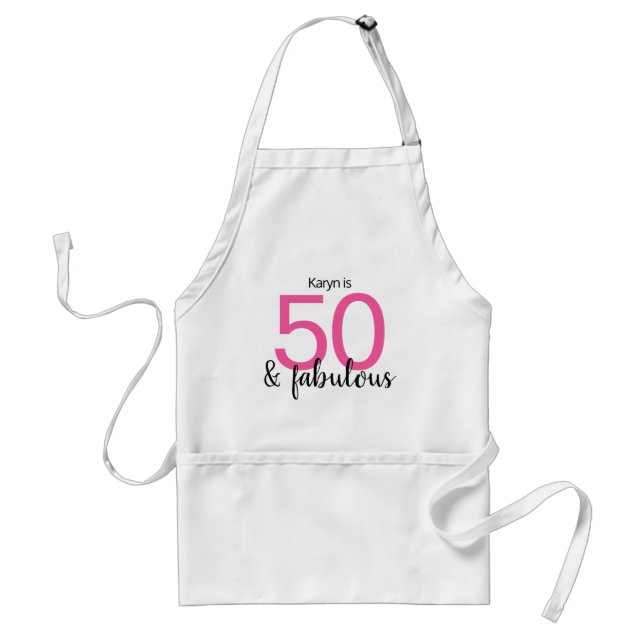 Tablier Rose et Noir 50 et Fabuleux 50e anniversaire (Devant)