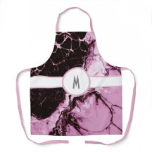 Tablier rose et noir monogramme
