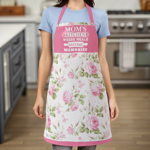 Tablier Rose Floral Les repas de maman deviennent des souv