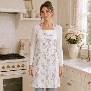 Tablier Rose florale rose personnalisée