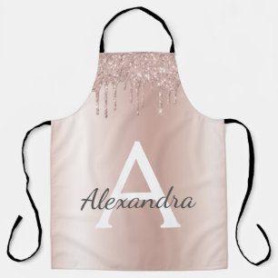 Tablier Rose Gold - Blush Pink Paillettes Métal Monogramme