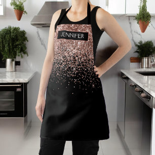 Tablier Rose Gold Fard Rose Paillettes Monogramme Nom