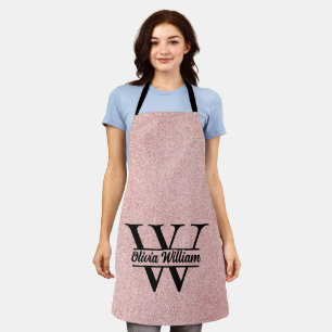 Tablier Rose Gold Pailleté Monogramme Étincelle Moderne