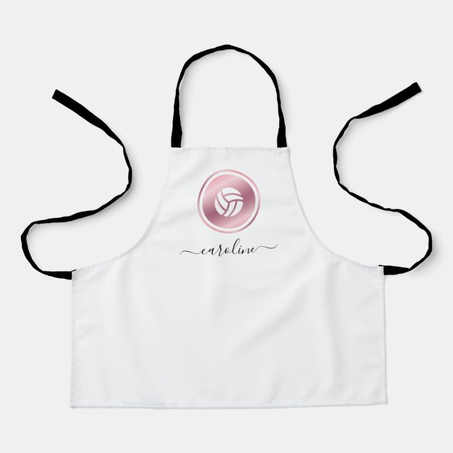 Tablier Rose Gold Volleyball Cute Girly Nom Sport Thème (Recto)