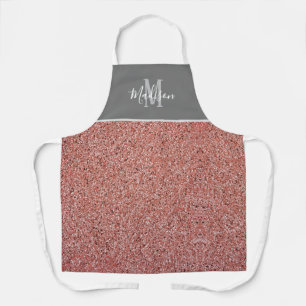 Tablier Rose moderne Parties scintillant or Monogramme Per