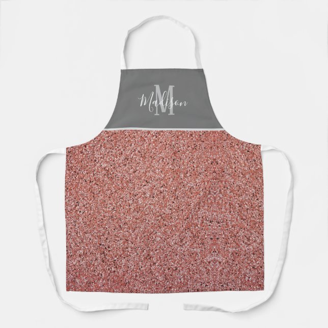 Tablier Rose moderne Parties scintillant or Monogramme Per (Recto)