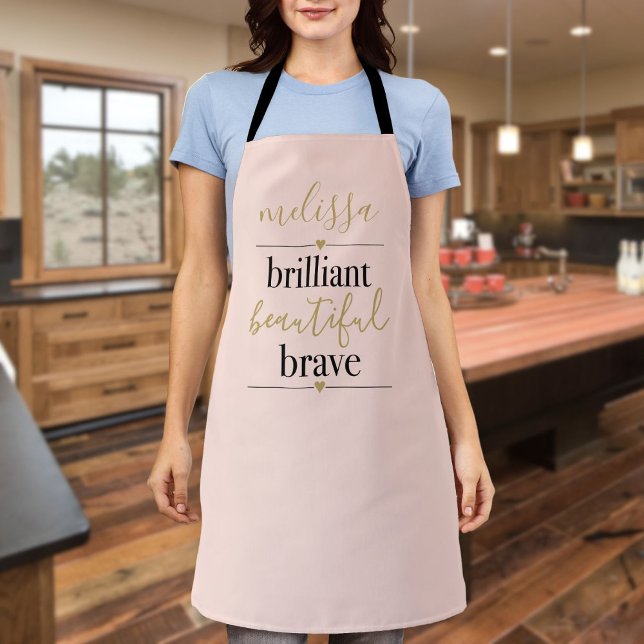 Tablier Rose Pâle Brillant Personnalisé Beau et Courageux (Personalized Brilliant Beautiful Brave Blush Pink Apron)