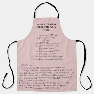 Tablier rose pâle de recette personnalisé