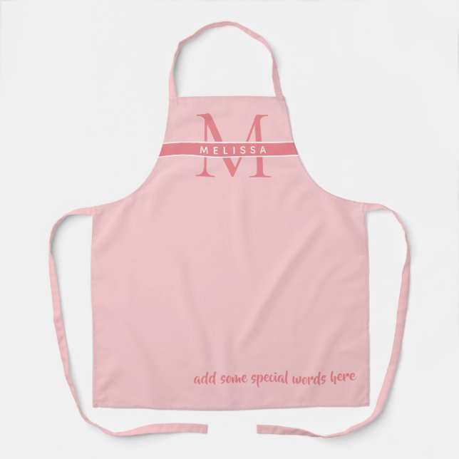 tablier rose pâle monogrammé avec son nom (Recto)