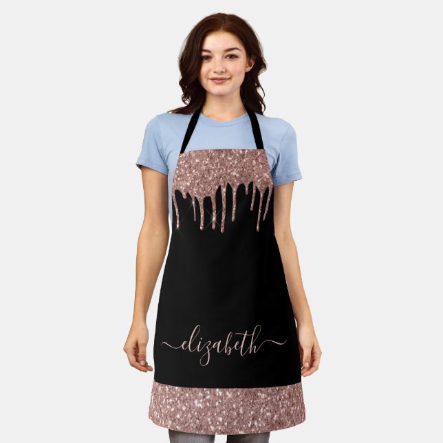 Tablier Rose Parties scintillant or  Drives Monogramme noi (Porté)